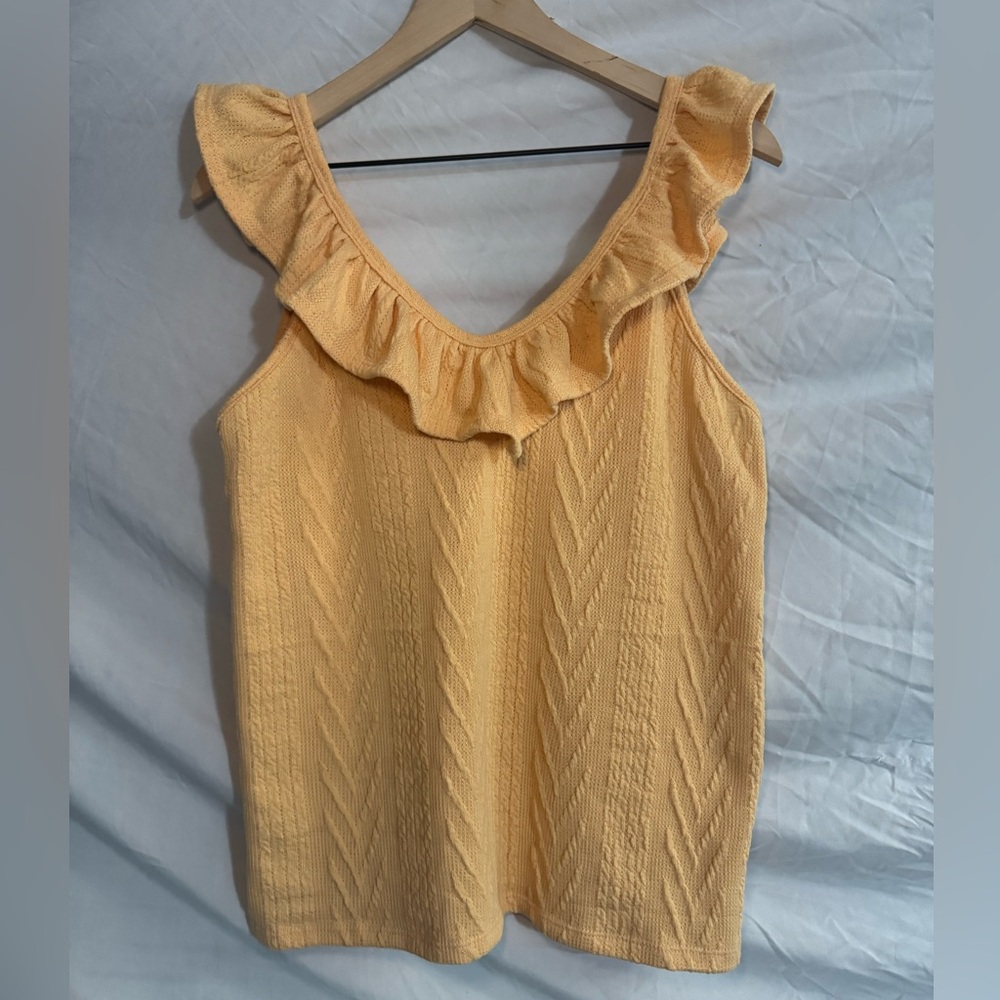 BiBi Ruffled Knit Tank Top - Cream - Picture 3 of 5